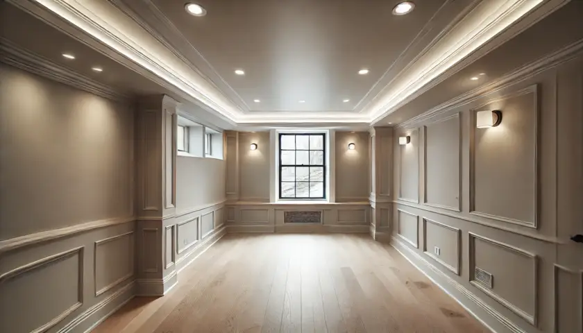 Finished basement renovation in Boston MA