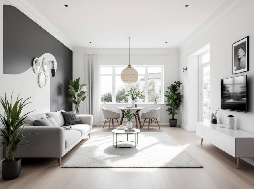 Modern and contemporary design in superior general construction involving indoor and outdoor painting services.