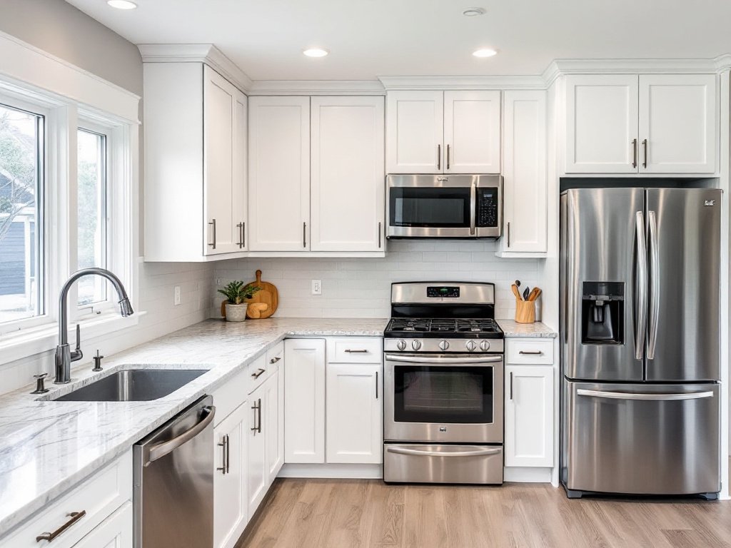 Updated kitchen illustrating our one-stop service for all your building needs.