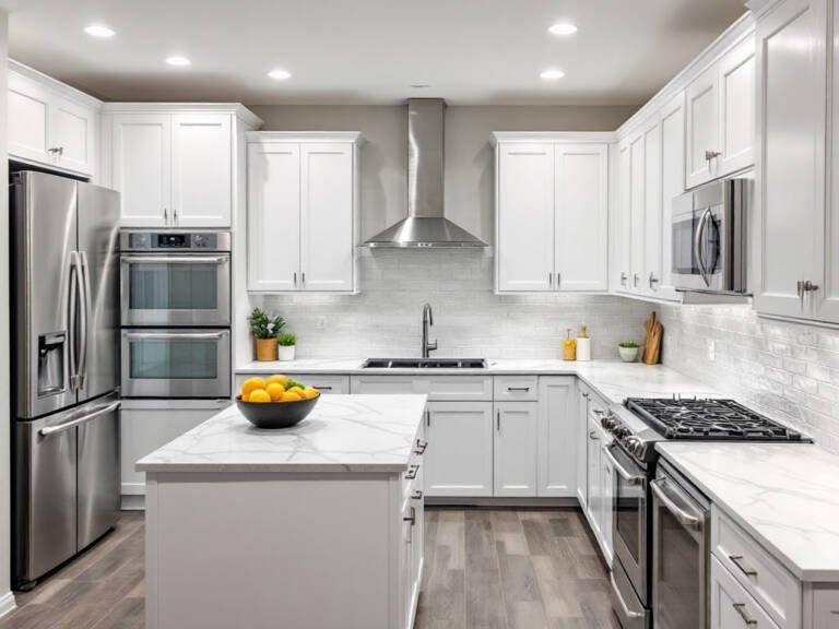 Modern and contemporary designed kitchen after renovation through comprehensive construction services.