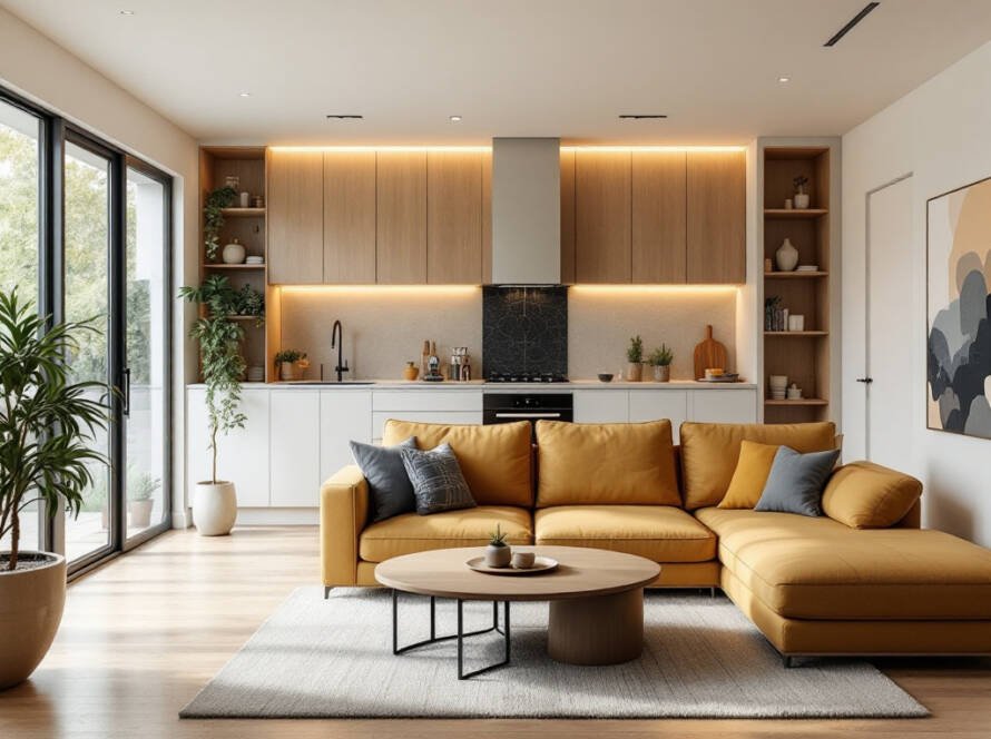 Modern, contemporary design of newly installed wooden flooring, a perfect blend of elegance and warmth for your living spaces.