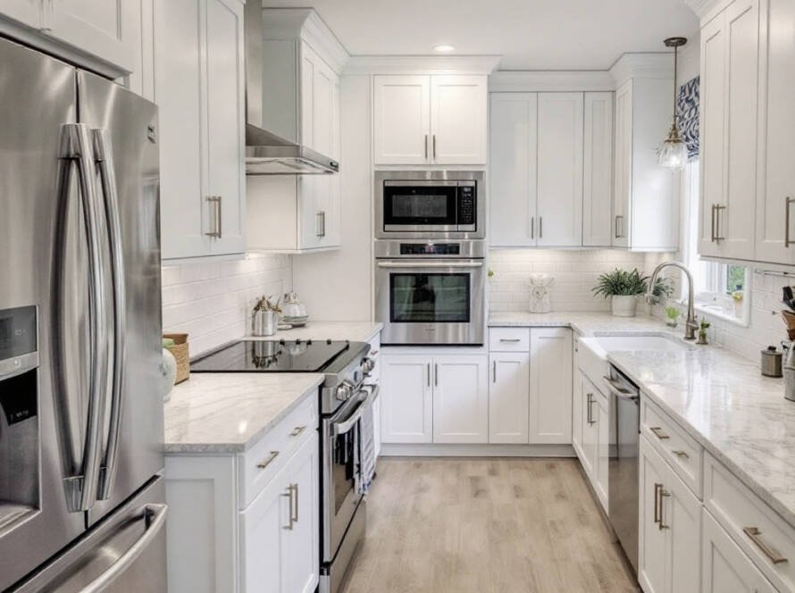 Freshly renovated kitchen showcasing a modern and contemporary design.