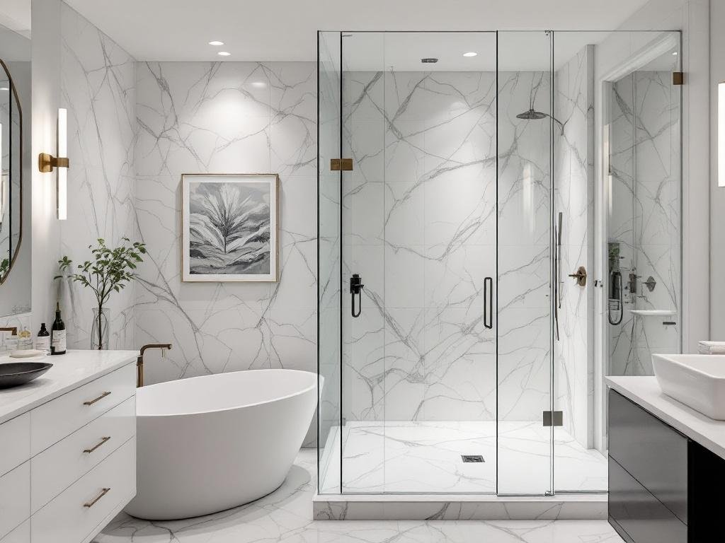 A stunning view of a newly renovated, modern and contemporary style bathroom, breathing new life into the living space.