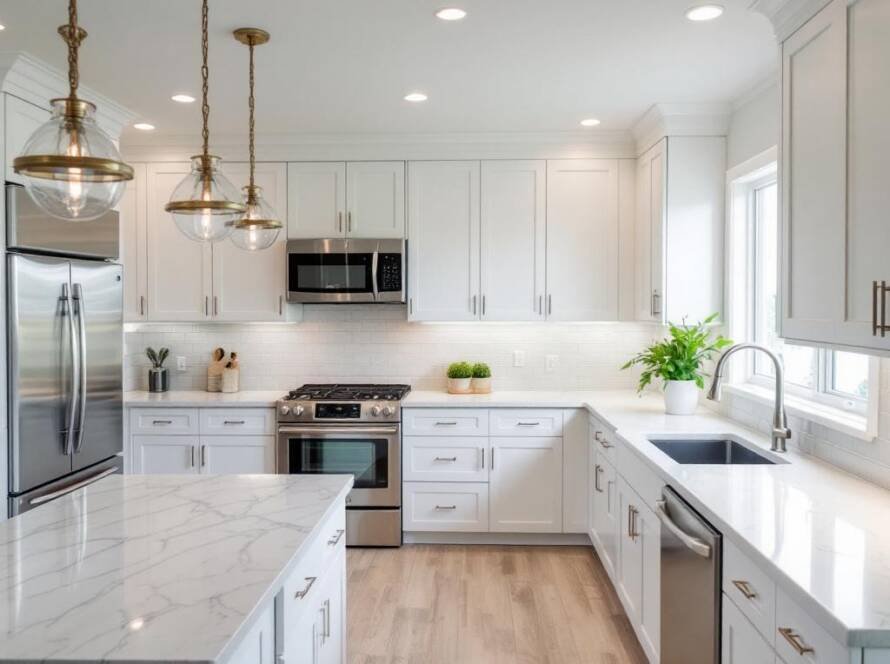 A modern and contemprary designed new kitchen renovation showcasing a perfect blend of enduring beauty and practical functionality.