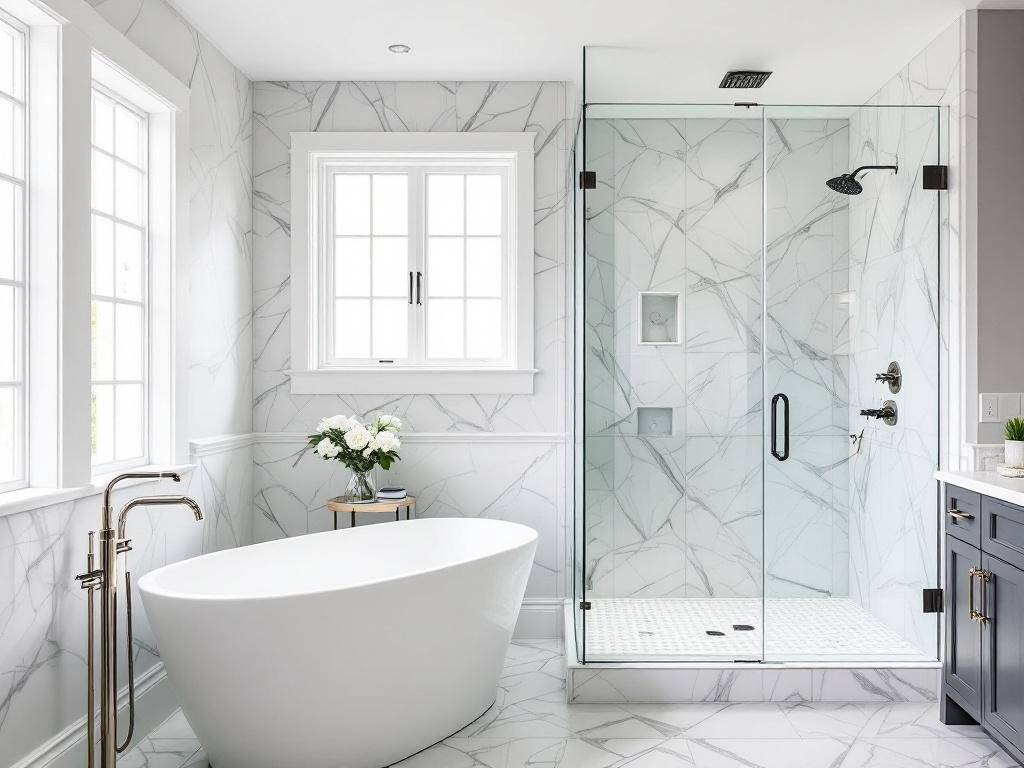 Upgraded and modernized bathroom with a fresh appearance