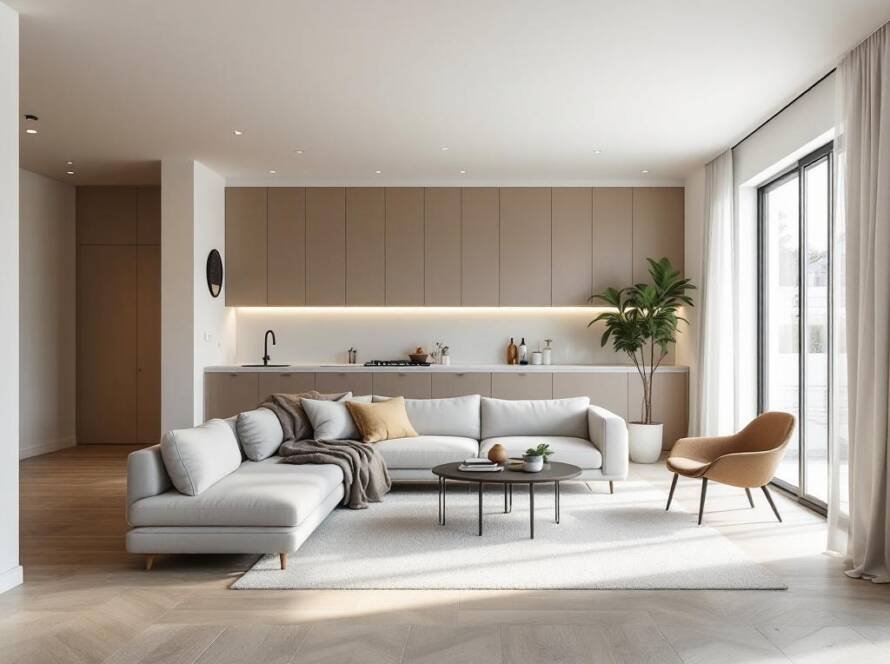 Alternative text: An image depicting the full guide on choosing to install wooden floorboards with a modern, contemporary design, new.