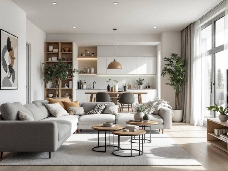 Sleek, modern and contemporary design of an interior space enhanced by the porcelain tile installation service.