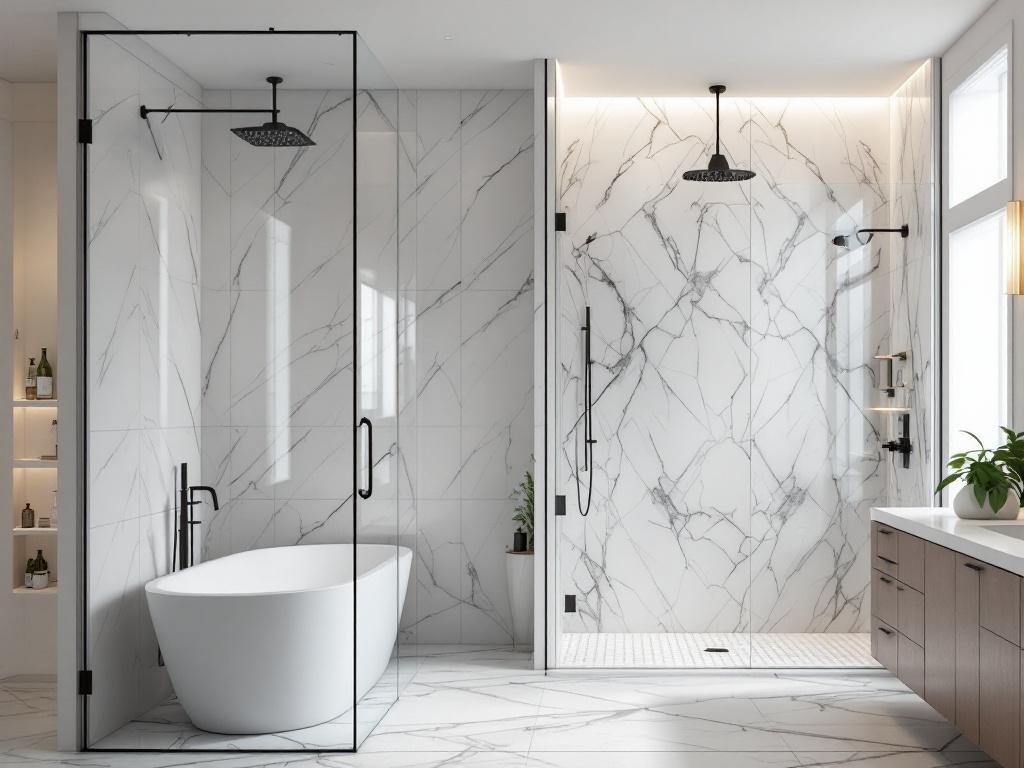 Modern and newly renovated bathroom reflecting contemporary design.