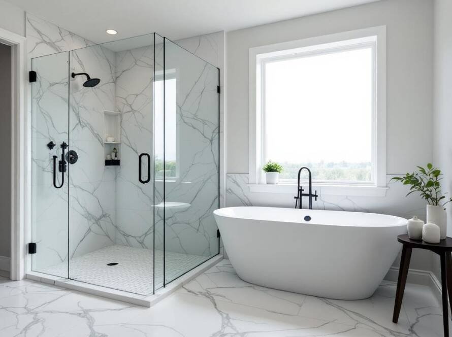 A renovated modern contemporary design bathroom showcasing the miracles of modern living.