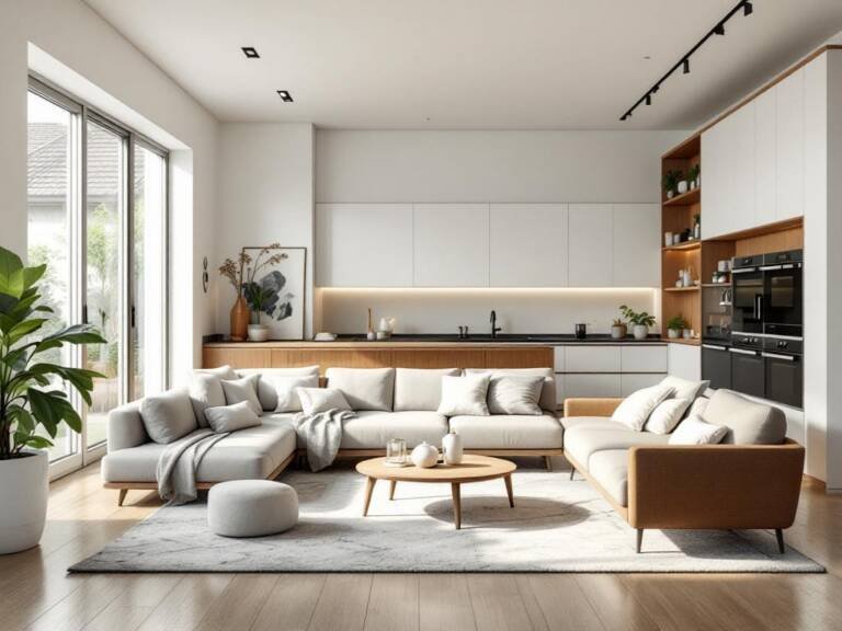 Contemporary design aesthetic combining modern elements representing new, professional tile laying service.