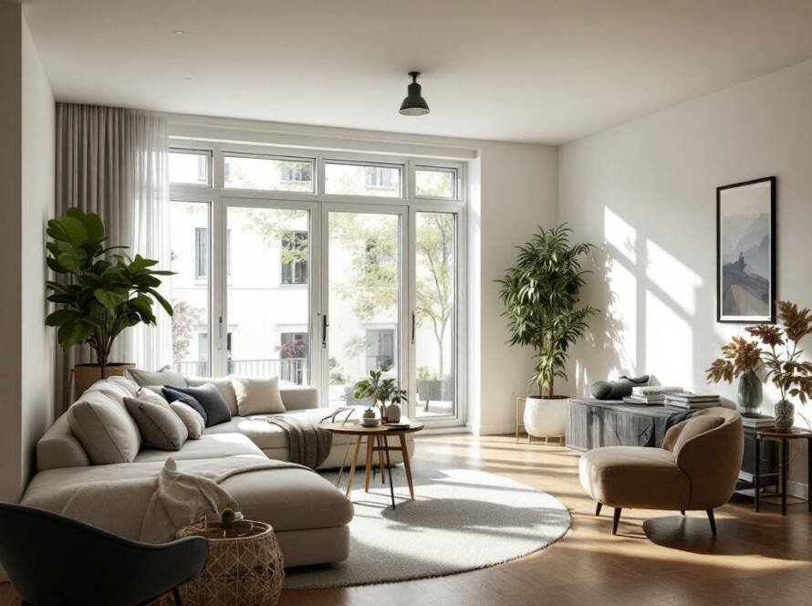 An image showcasing modern, contemporary design ceramic tile laying service for creating ideal living spaces.