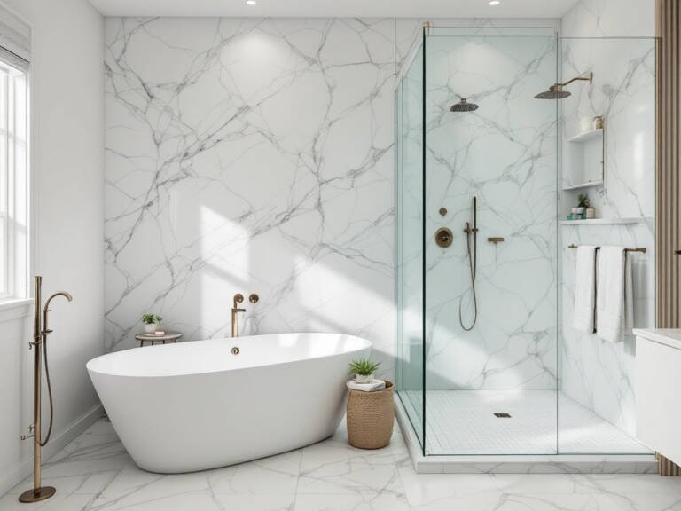 The stunning transformation of an outdated bathroom into a luxurious rest area with contemporary design elements.