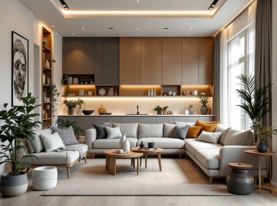 Closeup of Wood Flooring Installation in a Contemporary Designed Space.