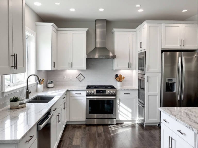 Image showcasing a modern, contemporary designed kitchen transformation from messy to dreamlike cooking space.