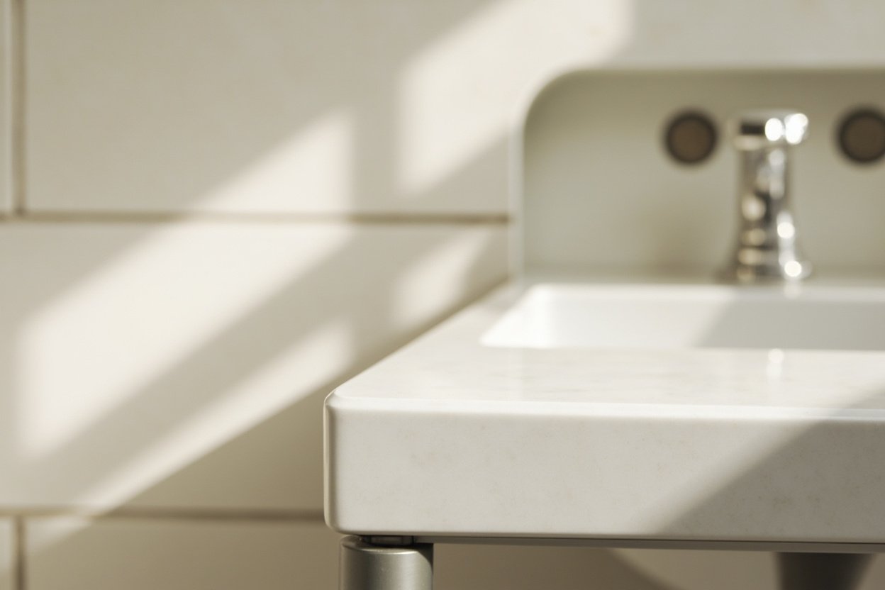 Illustration: Bathroom remodel detail with tile and vanity