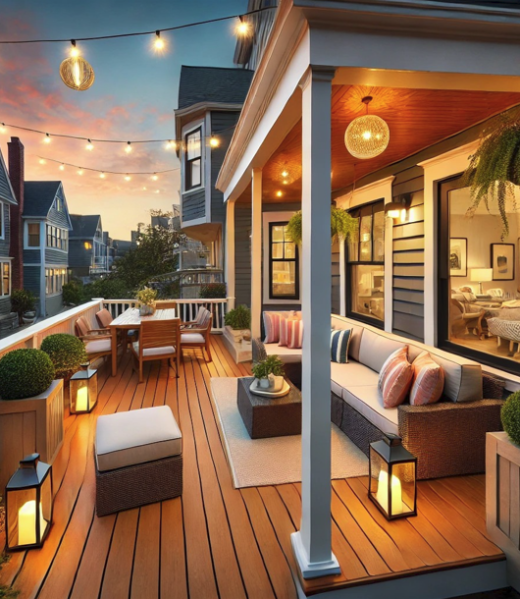 muling-outdoor-deck-renovation-square 波士顿住宅户外阳台 Deck 翻新,黄昏氛围灯光与木质地板设计